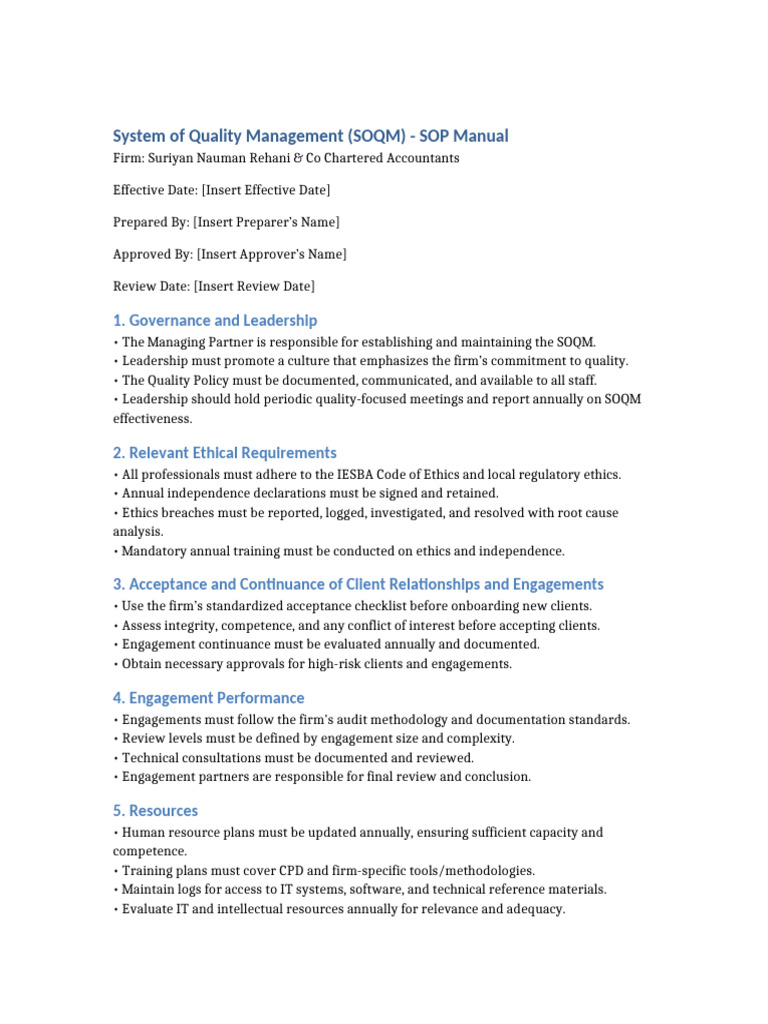 SOQM Audit and Quality Management Manual | PDF | Evaluation | Leadership
