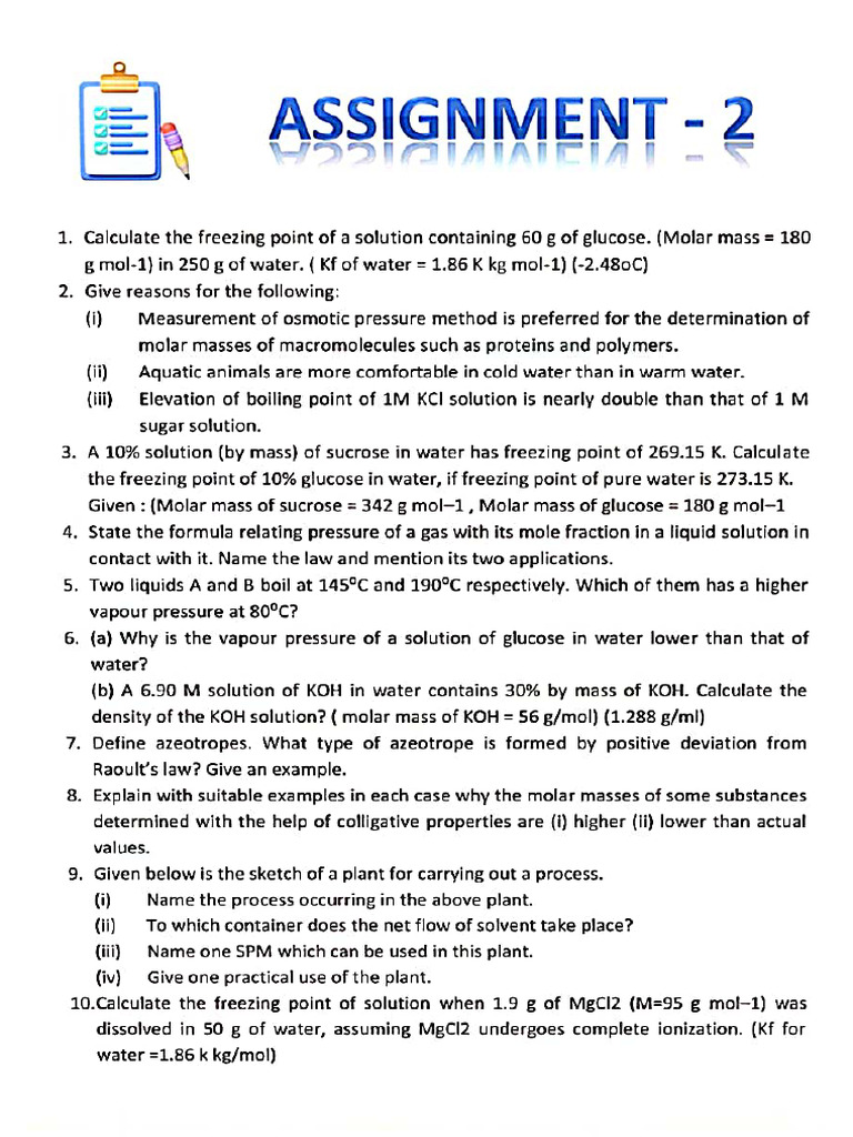 Class 12th Assignment | PDF