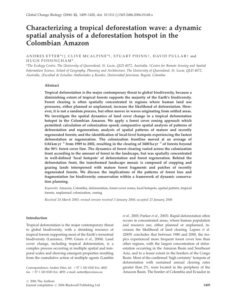 Deforestation Dynamics in Colombian Amazon | PDF | Deforestation | Forests