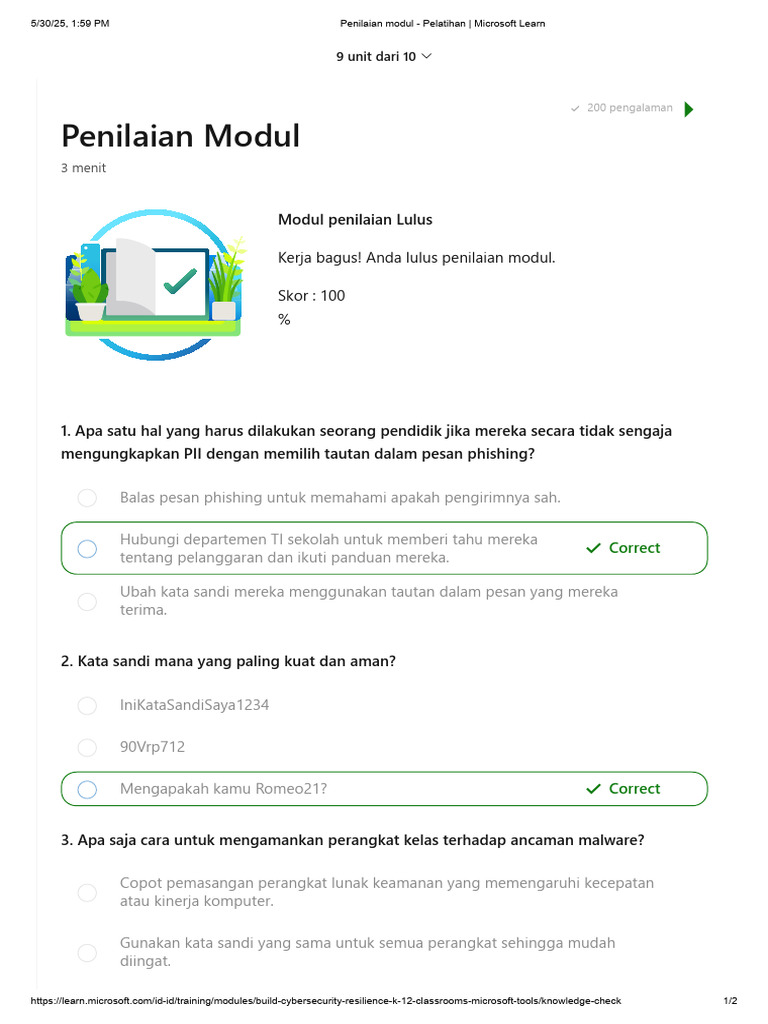 Penilaian Modul - Pelatihan - Microsoft Learn 11 | PDF