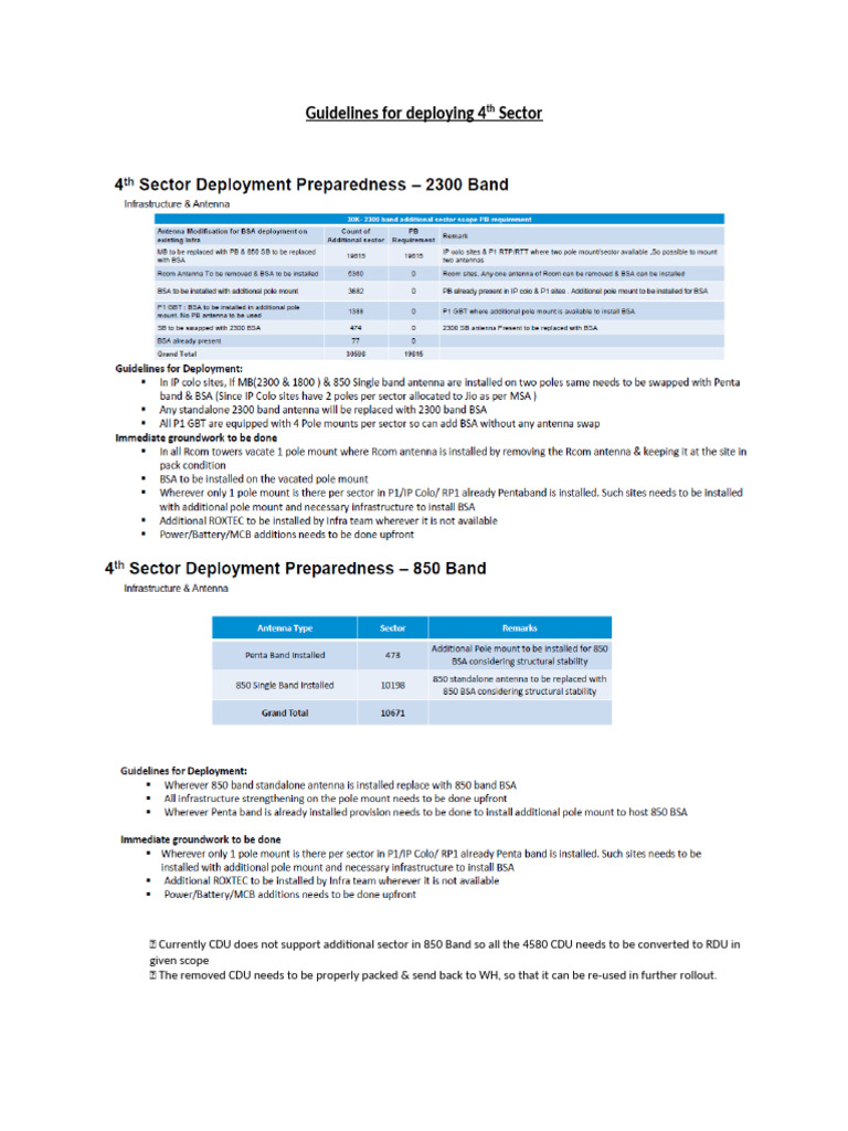 4th Sector Deployment Guidelines | PDF