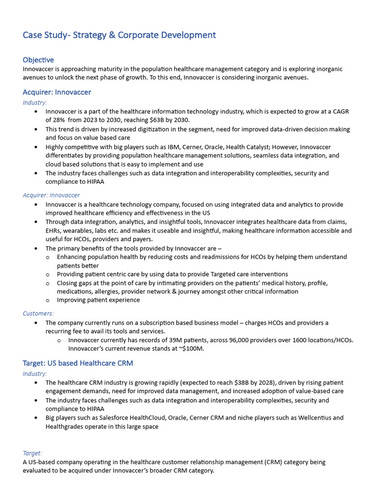Innovaccer Case Acquisition Pratik | PDF | Customer Relationship ...