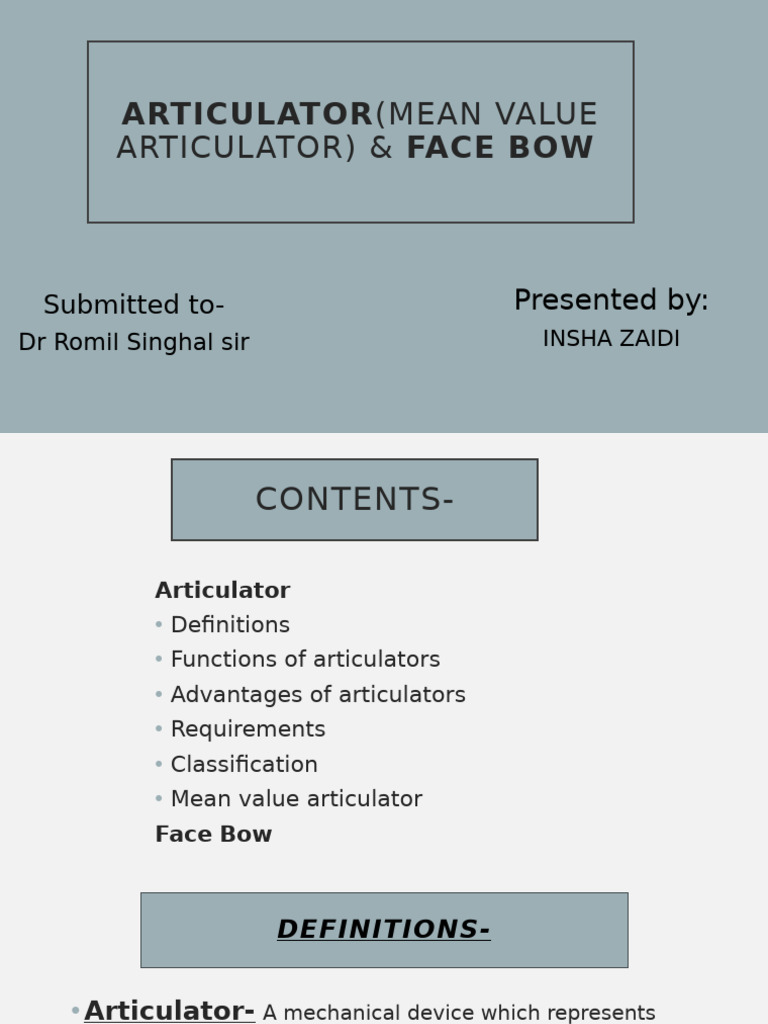 Articulator Insha | PDF | Dentistry Branches