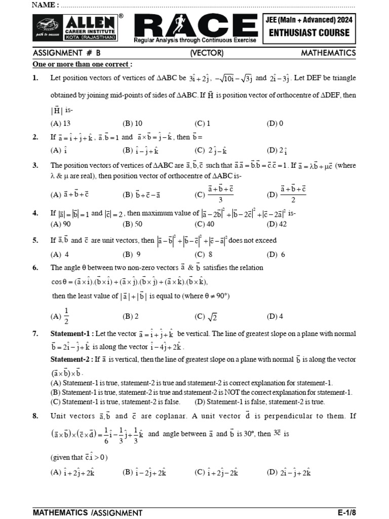 Maximum Value of Vector Expression | PDF | Tetrahedron | Mathematics