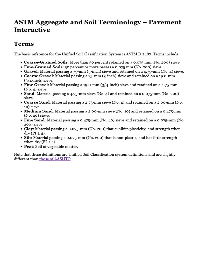 ASTM Soil Classification Terms Explained | PDF