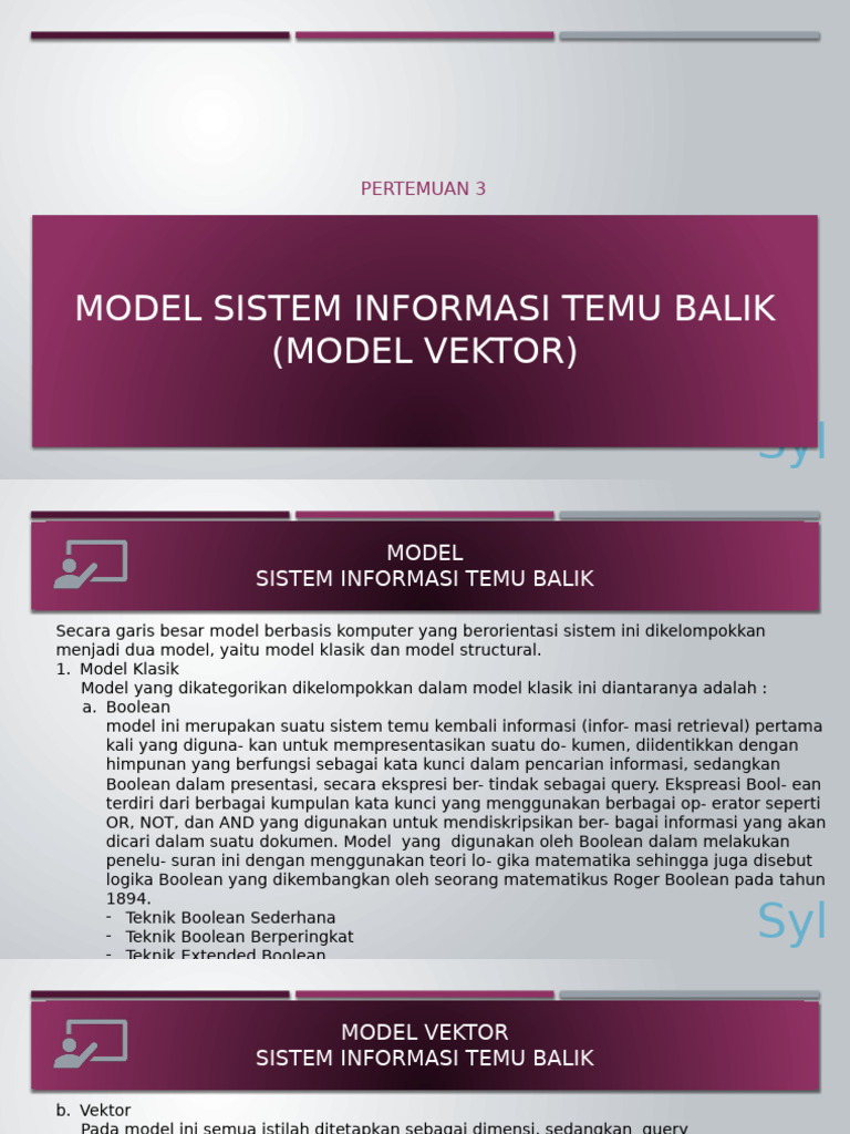 Model Vektor dalam Sistem Informasi Temu Balik | PDF