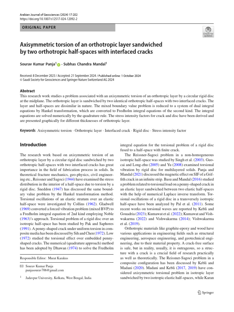 Axisymmetric Torsion in Orthotropic Layers | PDF | Fracture ...