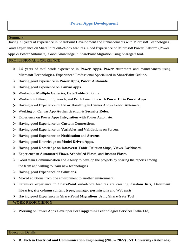 Power Apps & SharePoint Developer Profile | PDF | Share Point | Databases