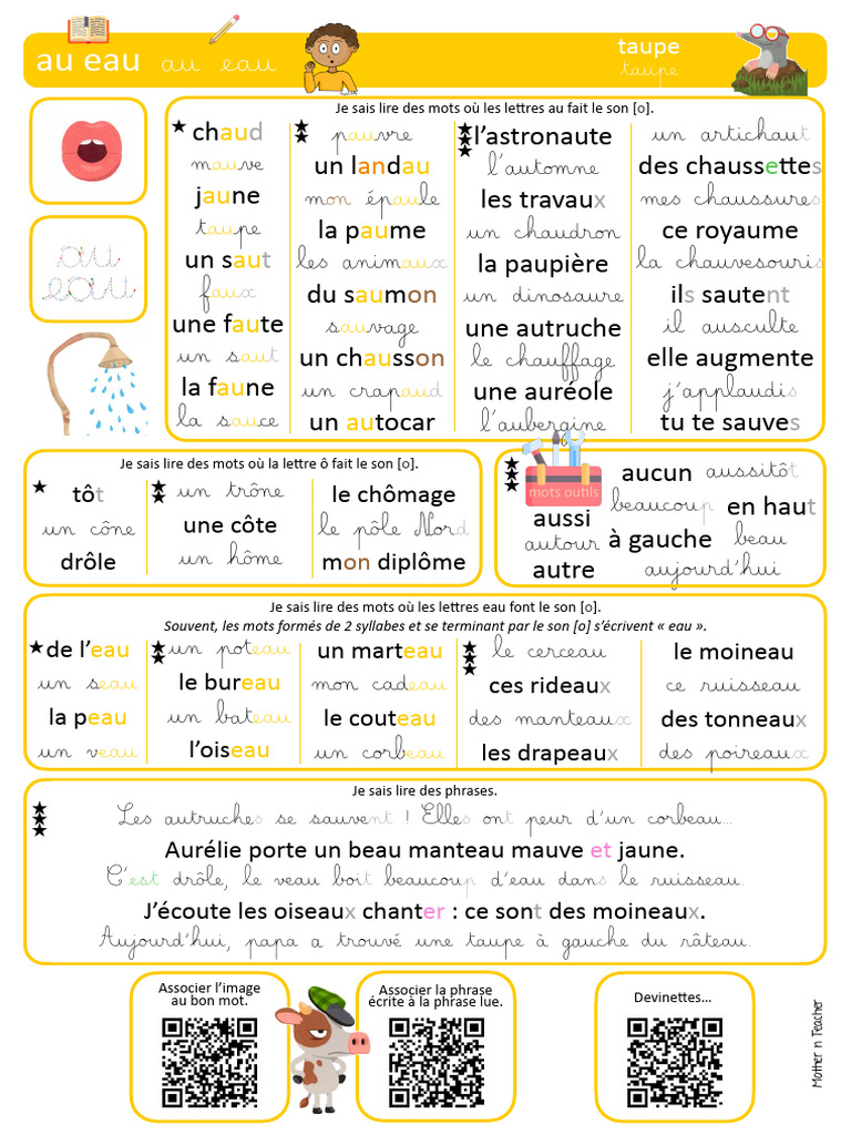 Sons [o] : Mots et Activités | PDF