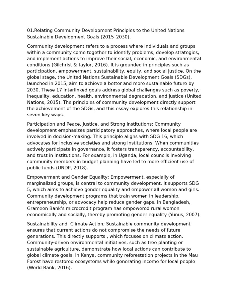 Community Development and UN SDGs Explained | PDF | Sustainability ...