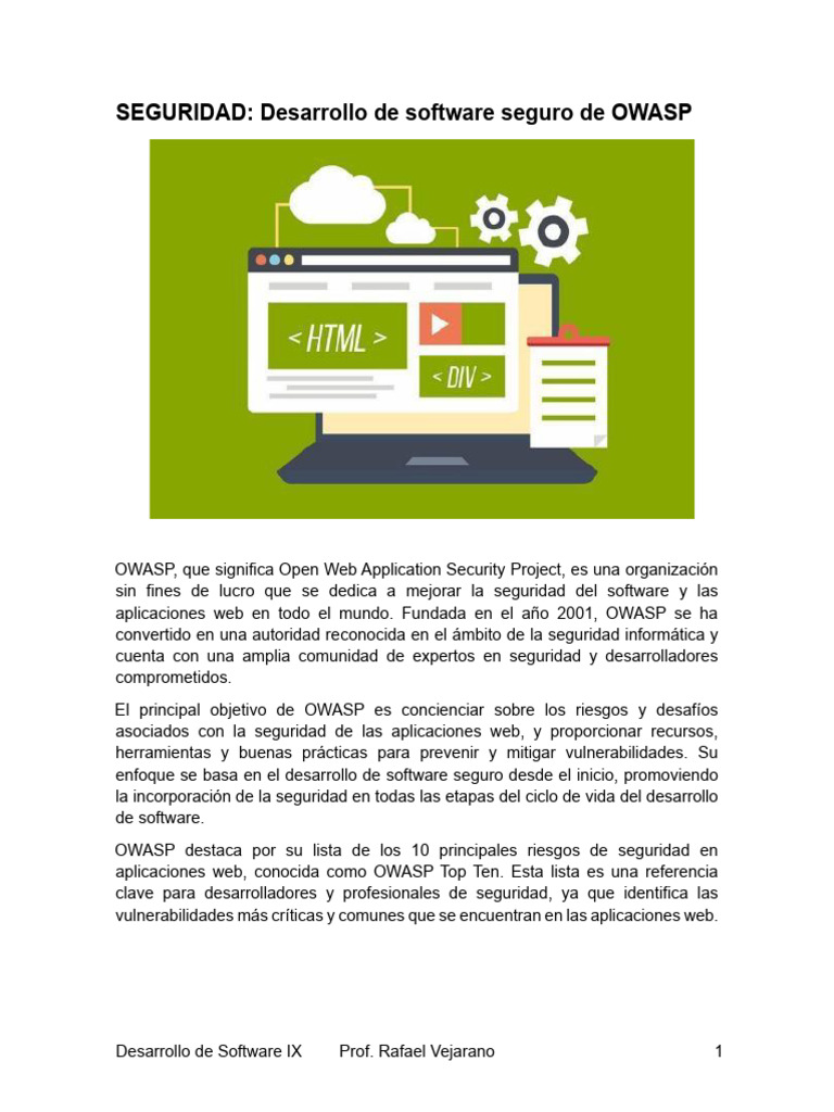 Desarrollo Seguro según OWASP | PDF | La seguridad informática | Seguridad