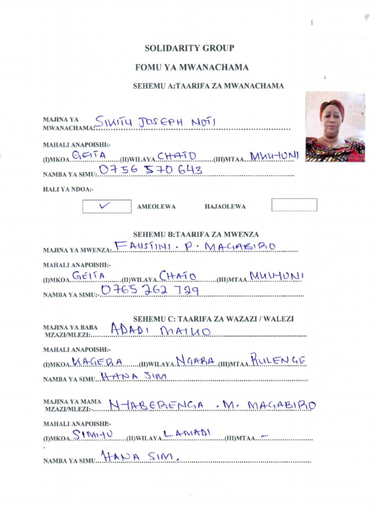 Fomu Ya Uanachama | PDF