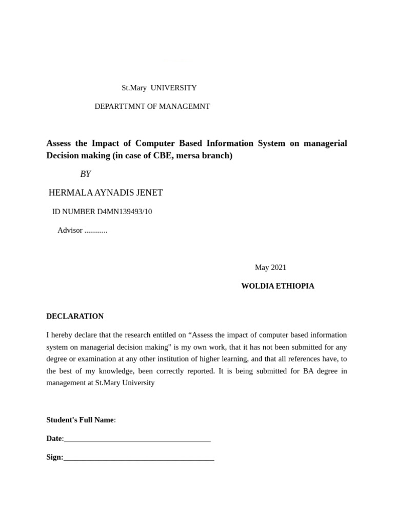 Impact of Computer Systems on Decisions | PDF | Decision Support System ...