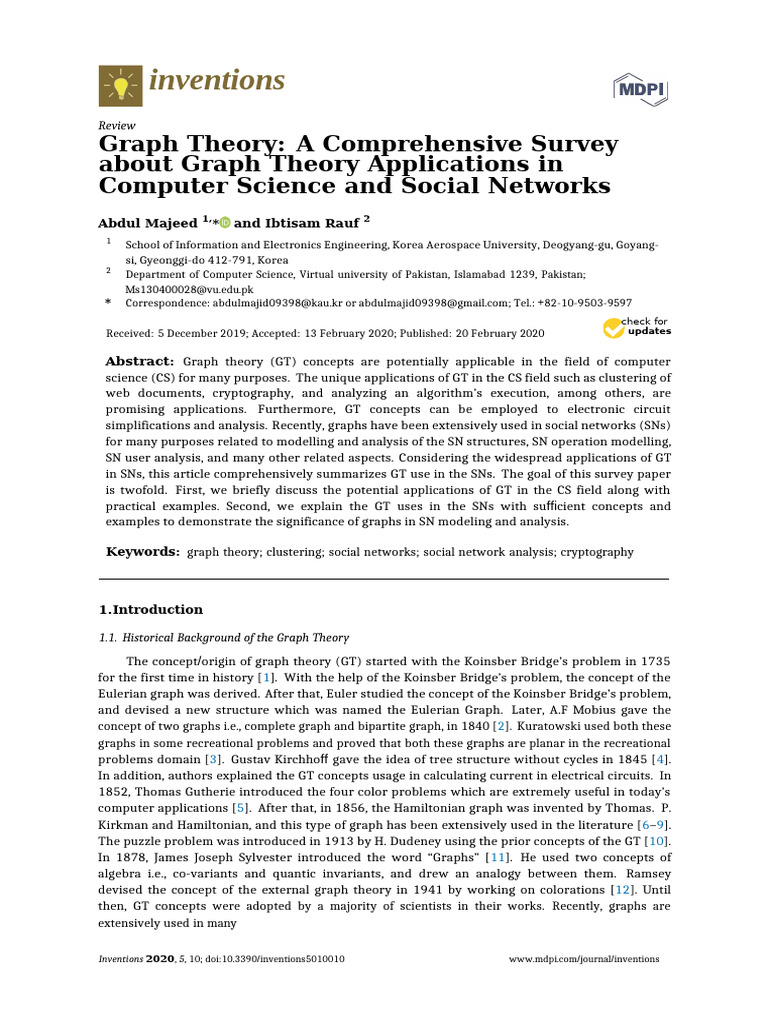 Graph Theory Applications in CS and SNs | PDF | Vertex (Graph Theory ...