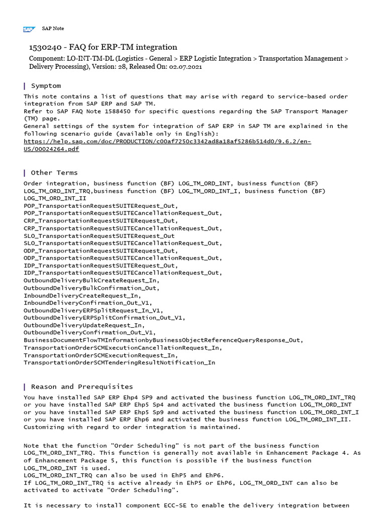 ERP-TM Integration FAQ Guide | PDF | Enterprise Resource Planning ...