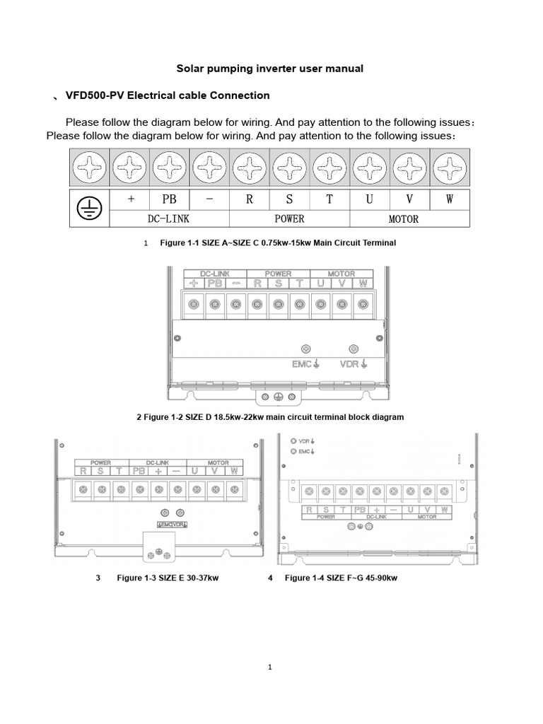 VFD500-PV Inverter Wiring Manual | PDF | Power Inverter | Power Supply