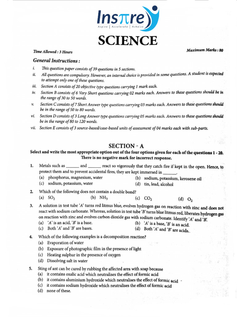 Science Major Exam 10th | PDF