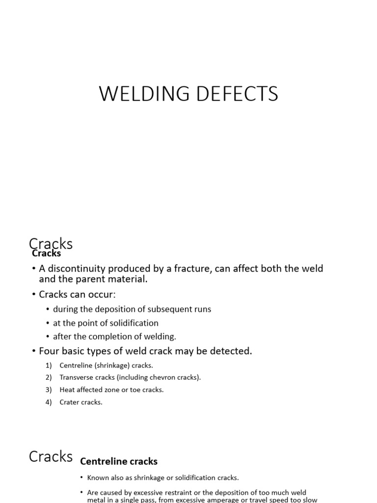 Types of Welding Cracks and Defects | PDF | Fracture | Welding