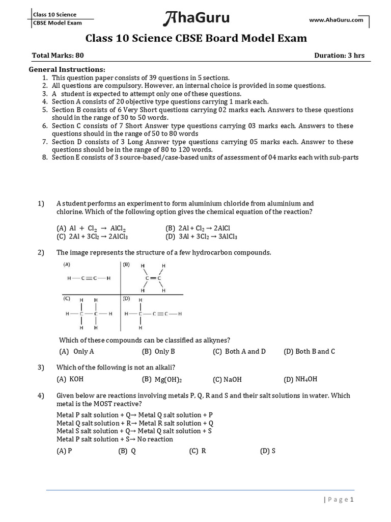 Class 10 CBSE Science Model Exam | PDF | Sex | Salt (Chemistry)