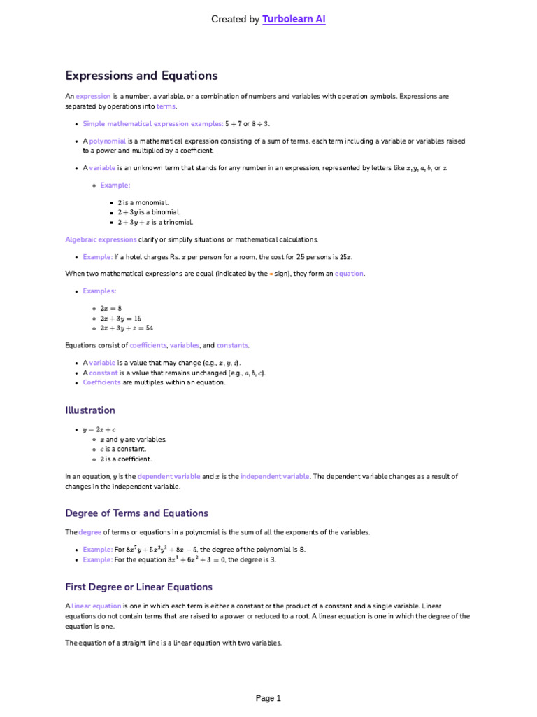 Understanding Expressions and Equations | PDF | Mathematical ...
