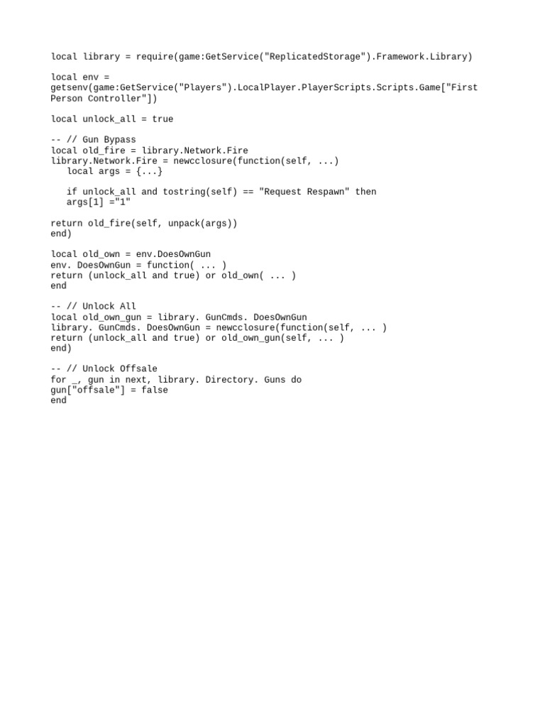 Unlock All Guns Script for Sasware | PDF