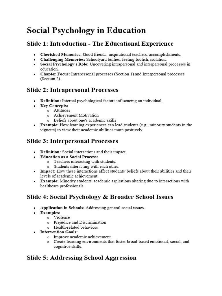 Social Psychology's Impact on Education | PDF