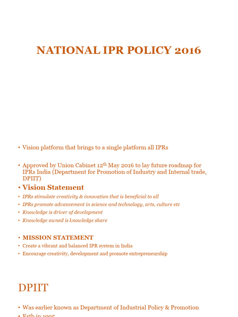 Lec 2 National IPR Policy 17 Aug 2023 | PDF | Intellectual Property ...