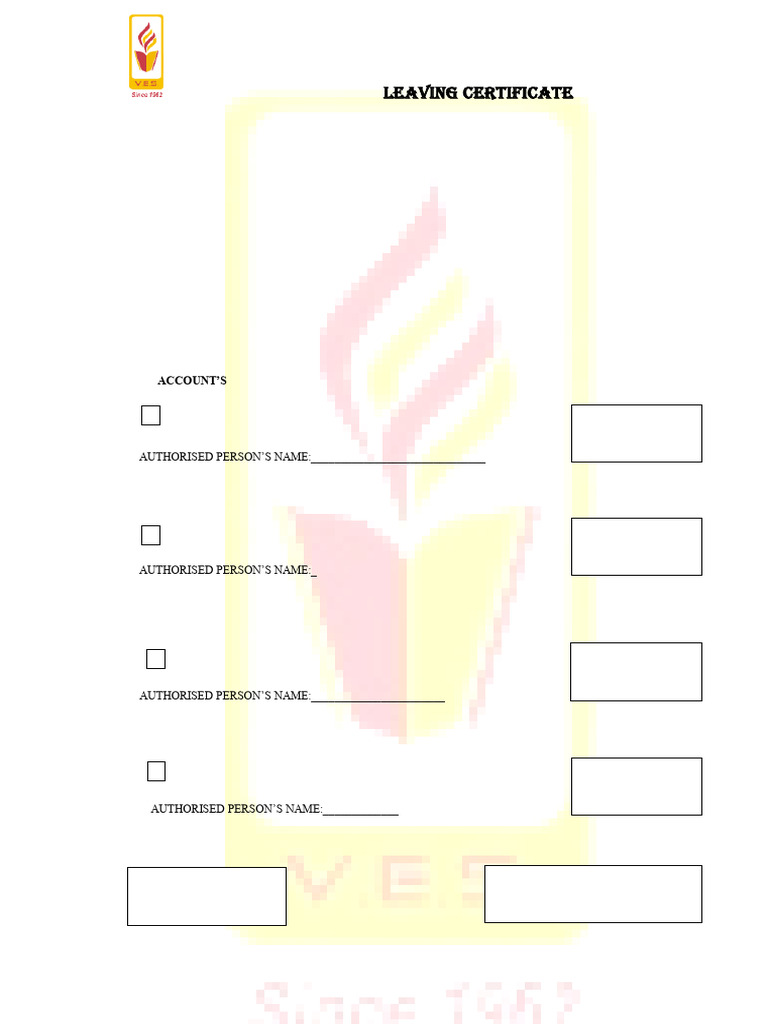 VES Polytechnic Leaving Certificate Form | PDF