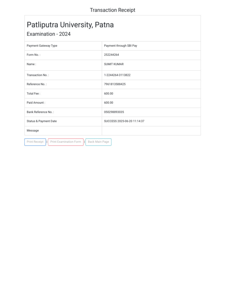 Payment Receipt Sem 4 | PDF