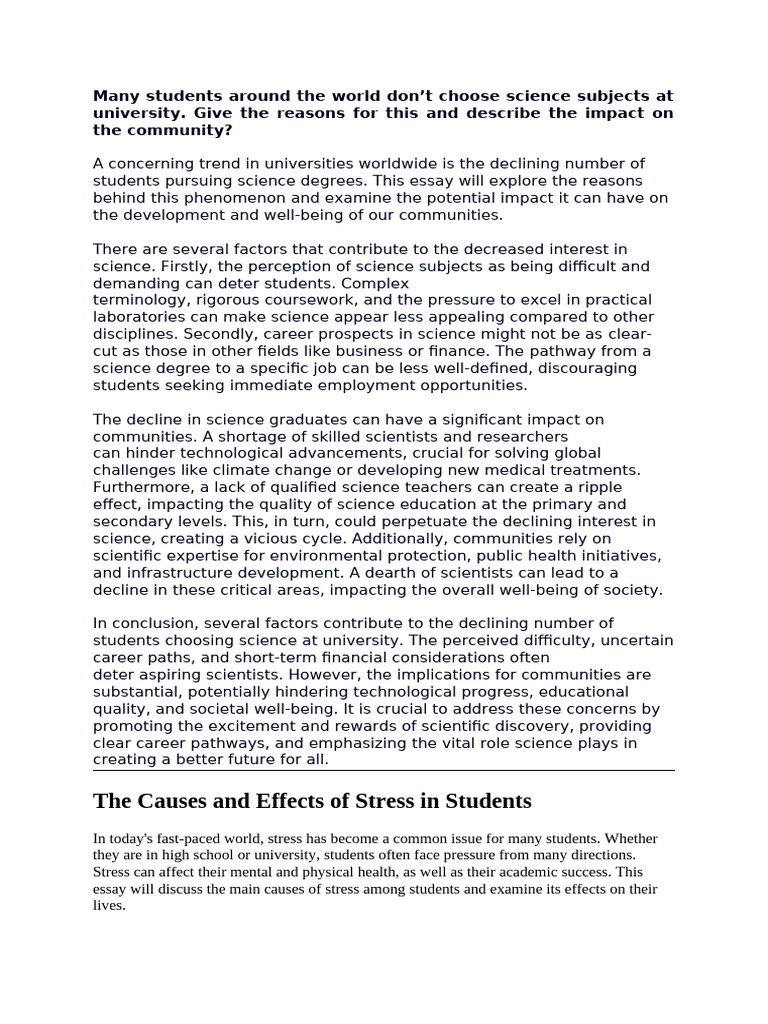 Good Sample - CAUSe + EFfect ESsay | PDF | Science | Stress (Biology)