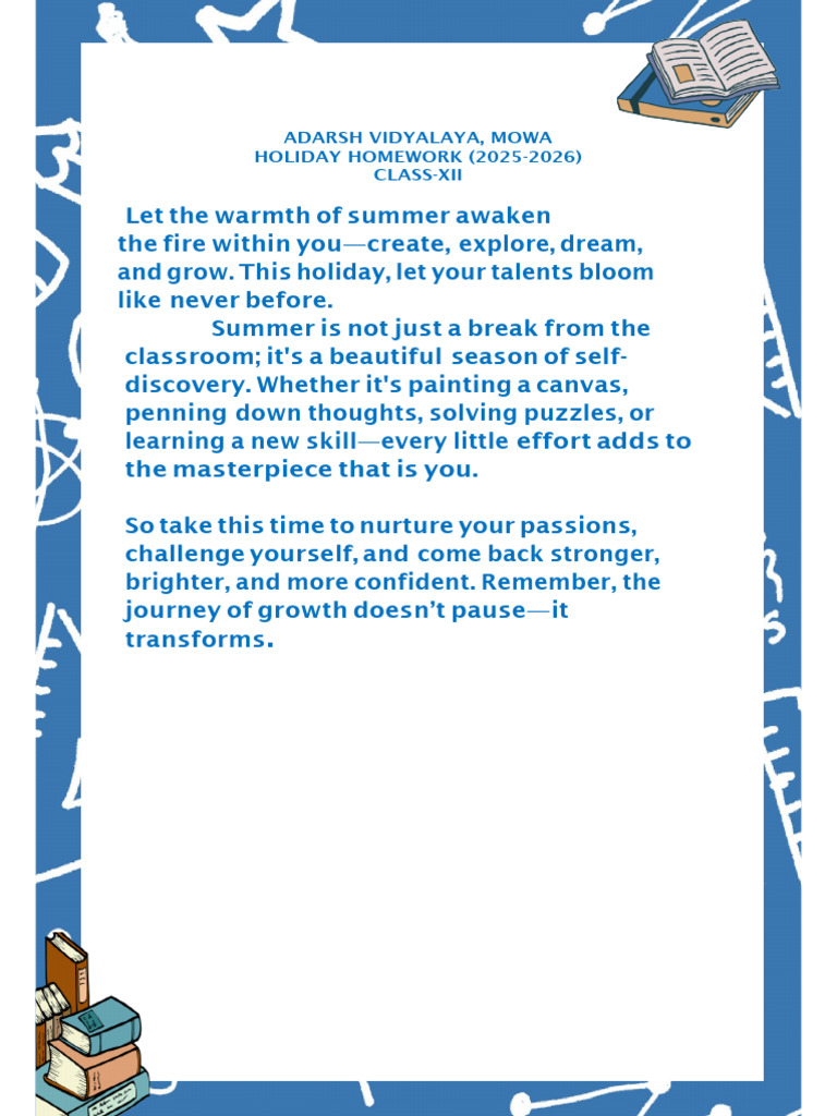 CLASS-XII SCIENCE HOLIDAY HOMEWORK 2025-2026 (1) JB | PDF | Computer ...