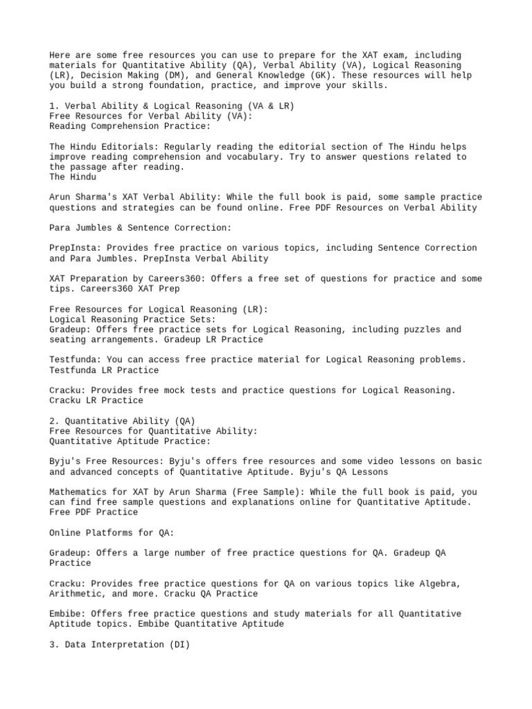Free XAT Prep Resources from Cracku | PDF | Reading Comprehension ...
