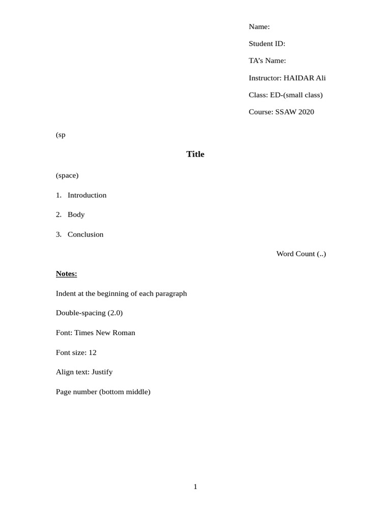 Essay Format | PDF