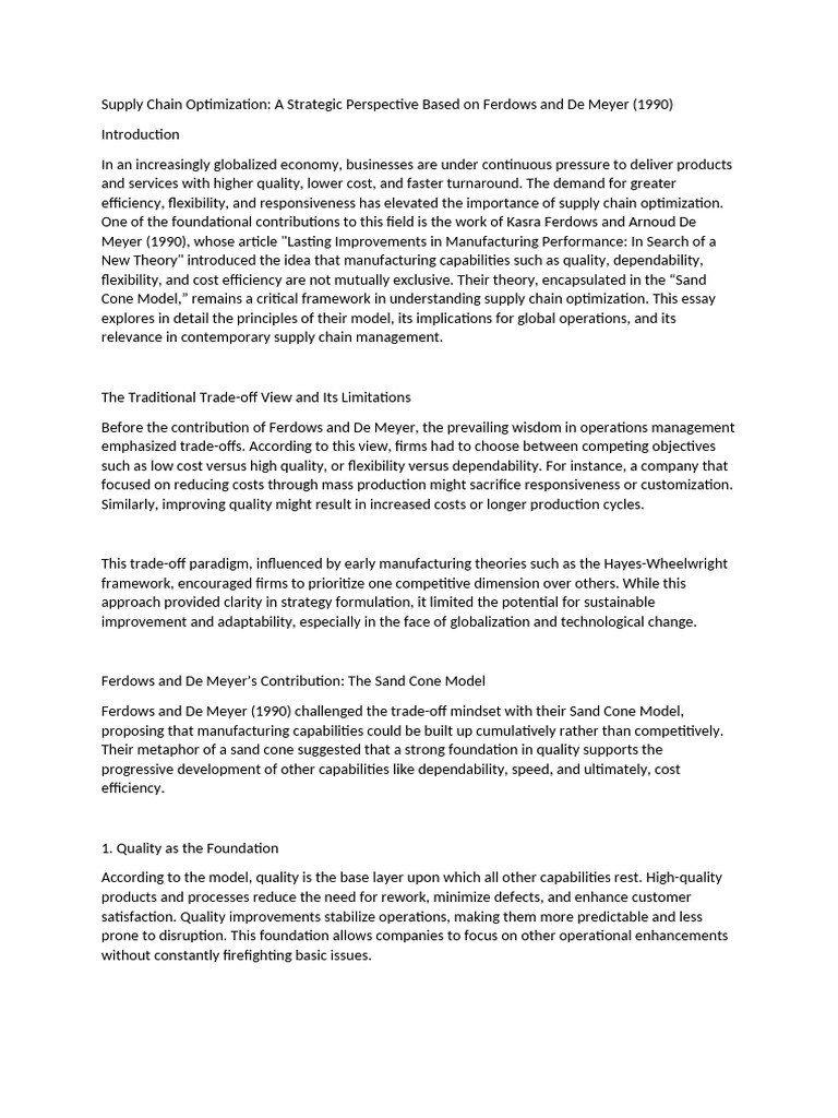 Supply Chain Optimization | PDF | Supply Chain | Enterprise Resource ...