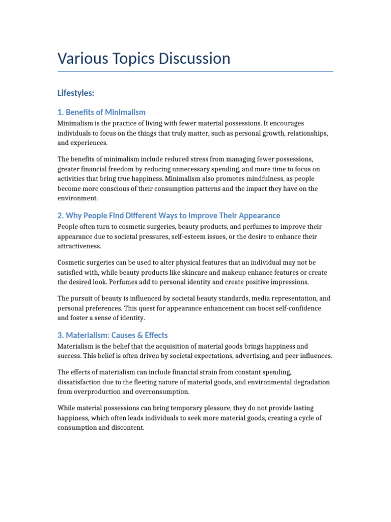 Expanded Various Topics Discussion Complete | PDF | Healthy Diet ...