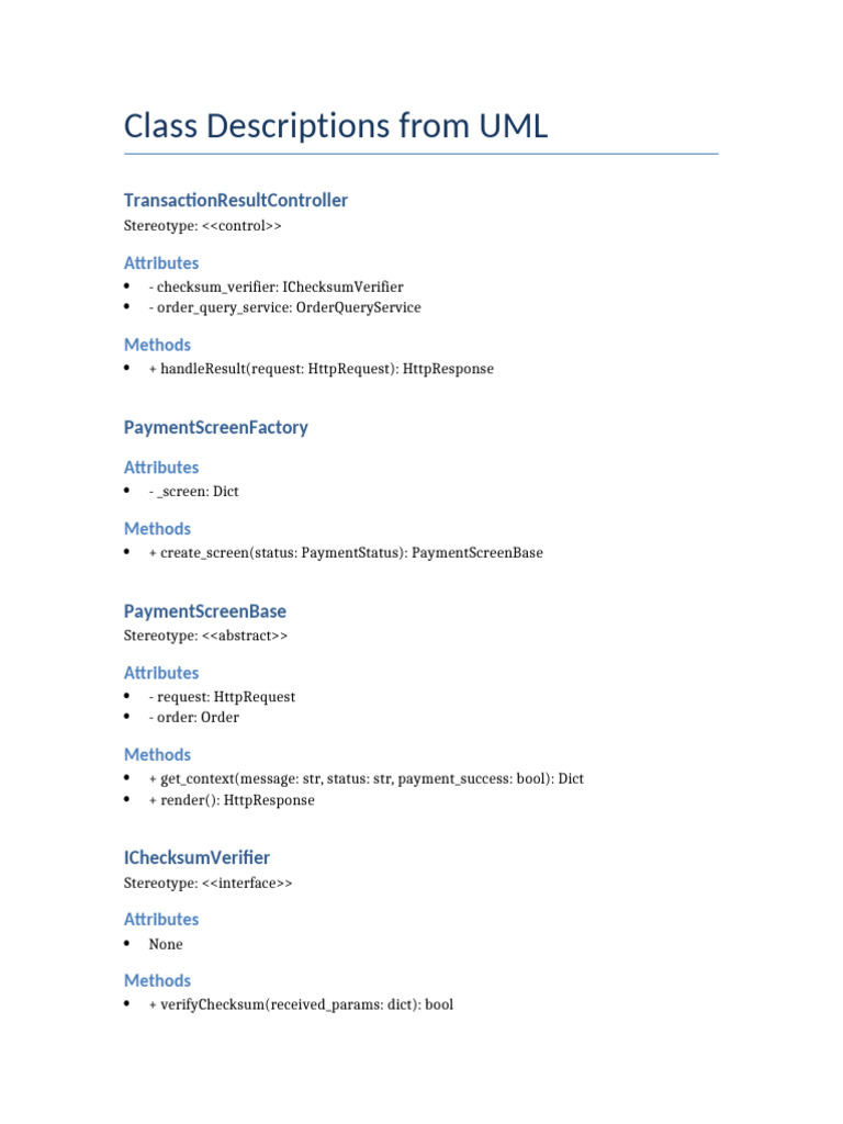 UML Class Documentation | PDF
