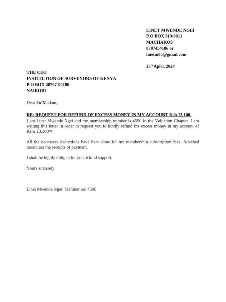 Request for Membership Fee Refund | PDF