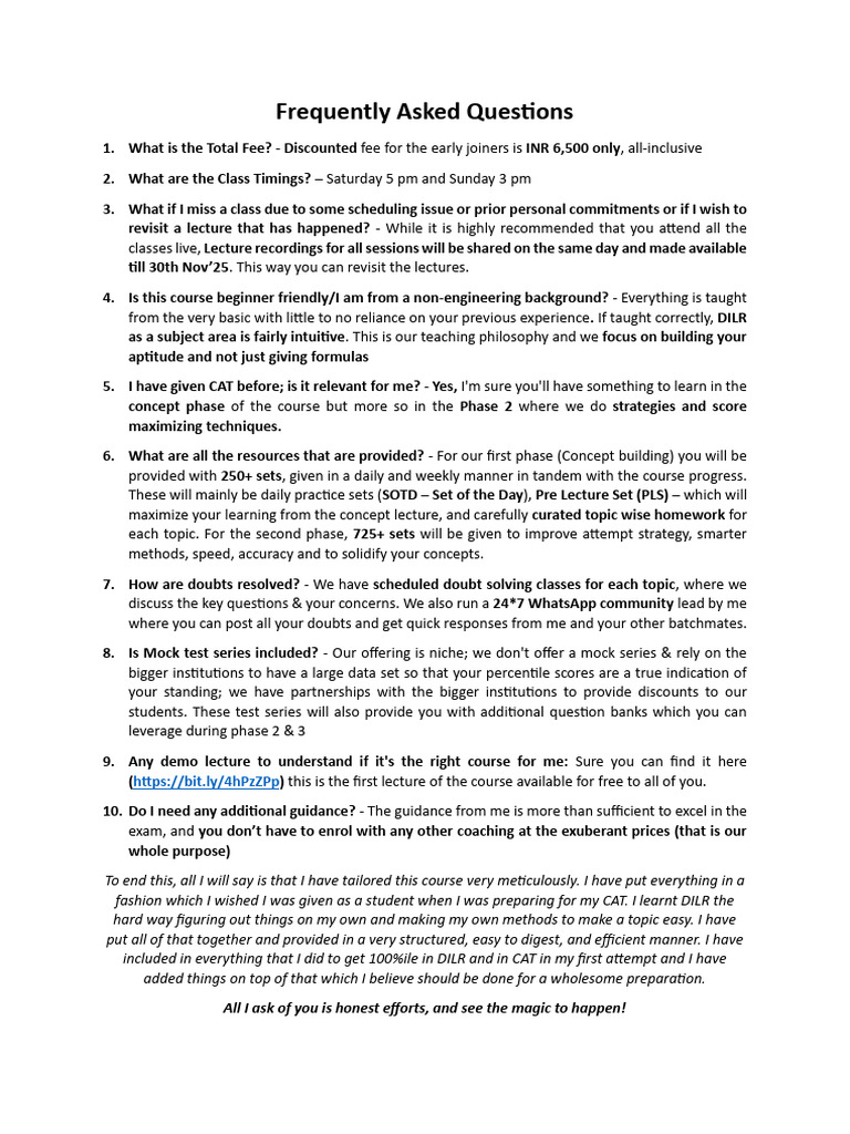DILR Course FAQs and Details | PDF