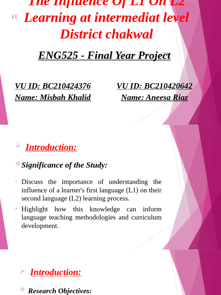 Final The Influence of L1 On L2 Learning | PDF