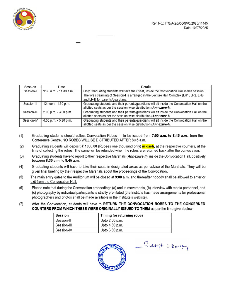 27th Convocation Instructions 2025 | PDF | Engineering