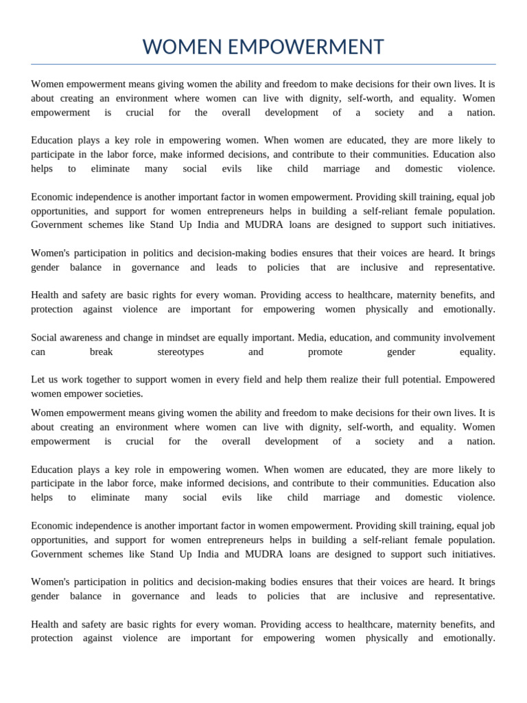 Women Empowerment Long Report | PDF | Gender Studies | Gender Equality