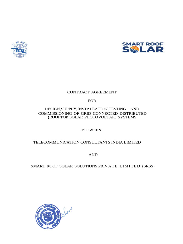 TCIL-SRSS Solar PV Contract Agreement | PDF | Liability Insurance ...