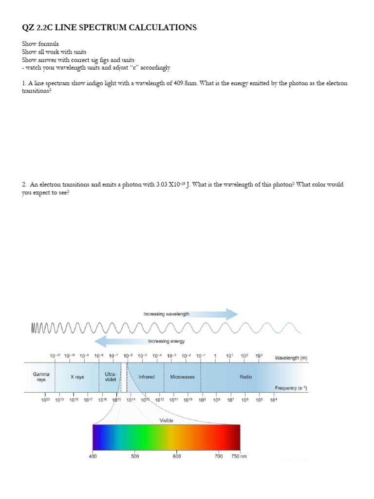 Line Spectrum Energy Calculations | PDF