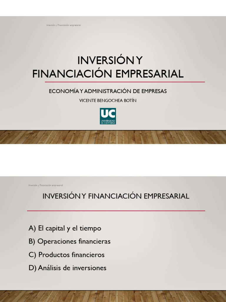 Inversión y Financiación Empresarial | PDF | Tasa interna de retorno ...