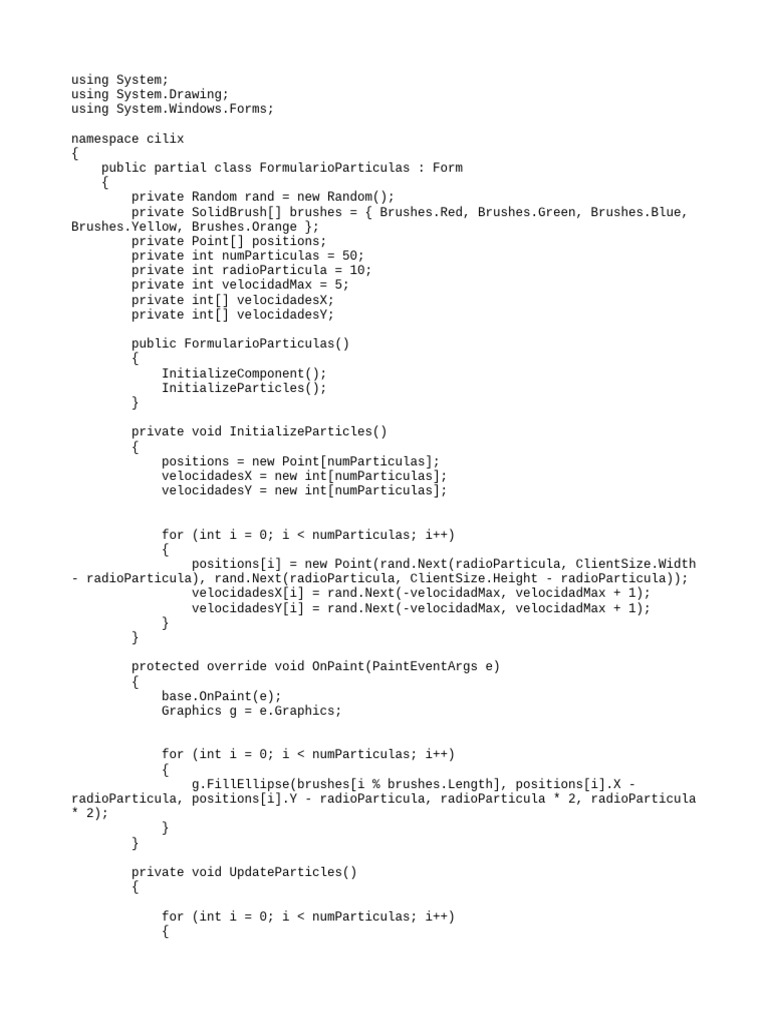 C# Particle Animation in Windows Forms | PDF