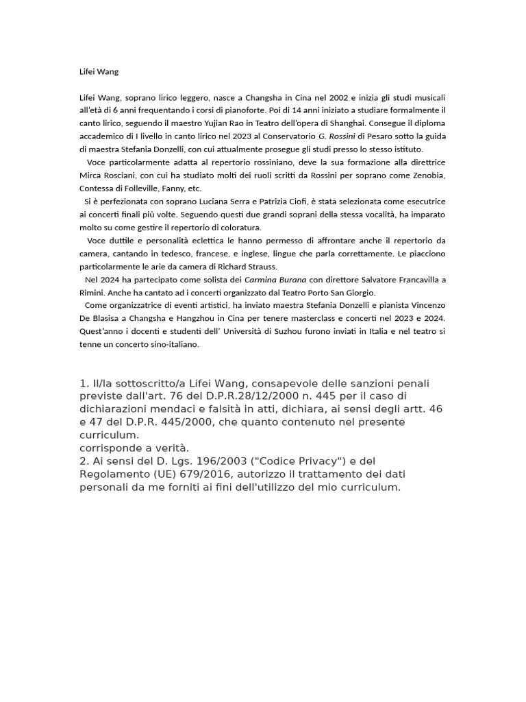 Curriculum Di Lifei Wang 2 | PDF