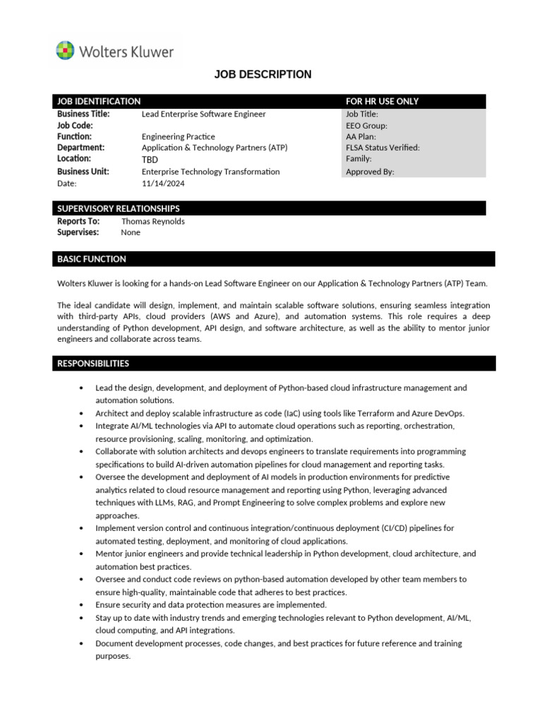 Lead Software Engineer for Cloud Automation | PDF | Cloud Computing ...
