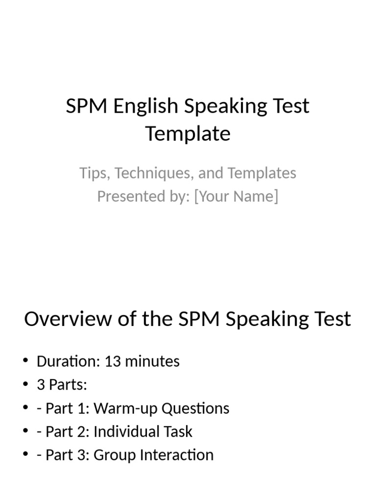 SPM English Speaking Test Guide | PDF
