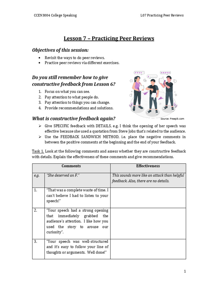 Peer Review Techniques in Speaking Class | PDF | Cooking | Peer Review
