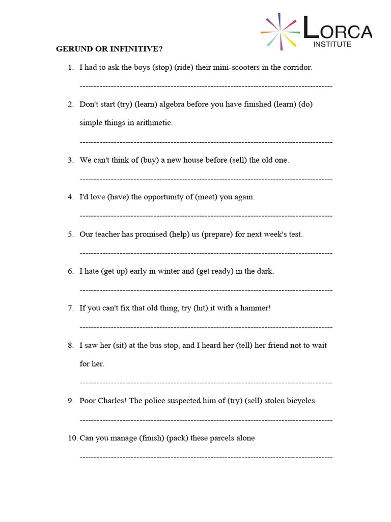 Exercises on Gerunds and Infinitives | PDF